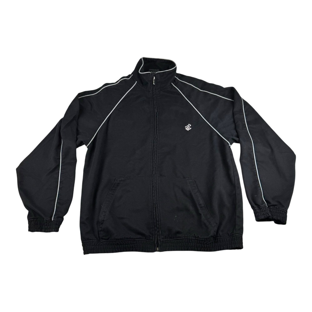 Vtg Rocawear Jacket Mens Lg Black Embroidered Velour Track Y2k Streetwear Read